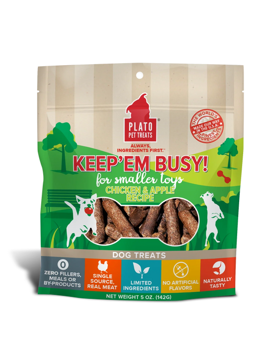 Plato Pet Treats KeepEm Busy Chicken & Apple for Smaller Toys