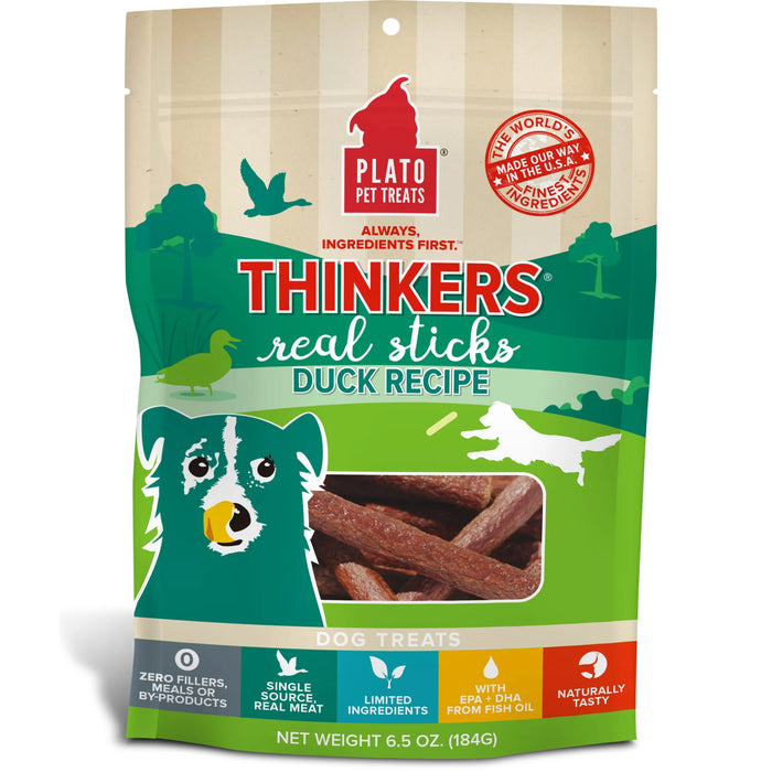 Plato Pet Treats Thinkers Duck Meat Stick Dog Treats