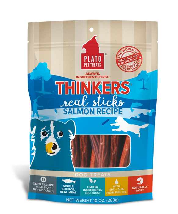 Plato Pet Treats Thinkers Salmon Meat Stick Dog Treats