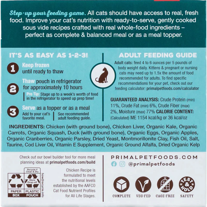 Primal Pet Foods Gently Cooked For Cats Chicken Recipe