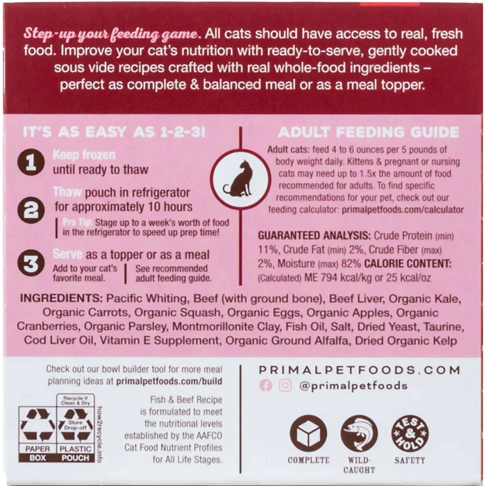 Primal Pet Foods Gently Cooked For Cats Fish & Beef Recipe