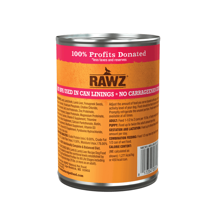 Rawz 96% Lamb & Lamb Liver Dog Food