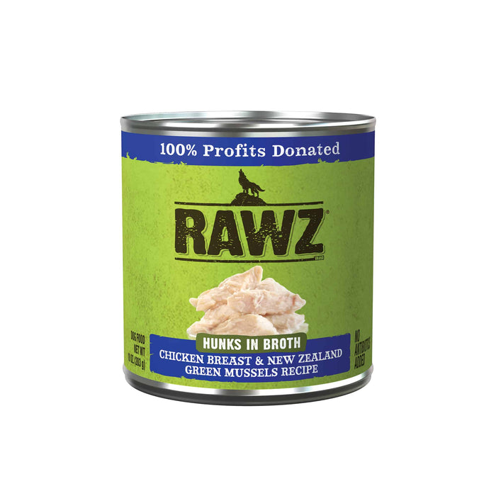 Rawz Hunks In Broth Chicken Breast & New Zealand Green Mussels Dog Food Recipe