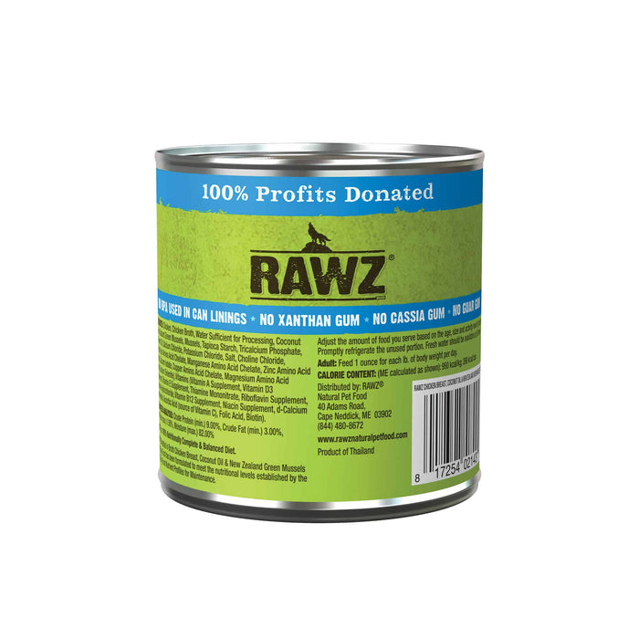 Rawz Chicken Breast, Coconut Oil & New Zealand Green Mussels Dog Food