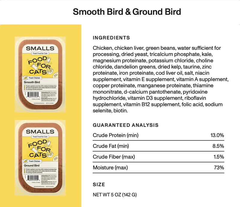NEW PACKAGING SMALLS CAT GENTLY COOKED SMOOTH & GROUND 5OZ 8 PK