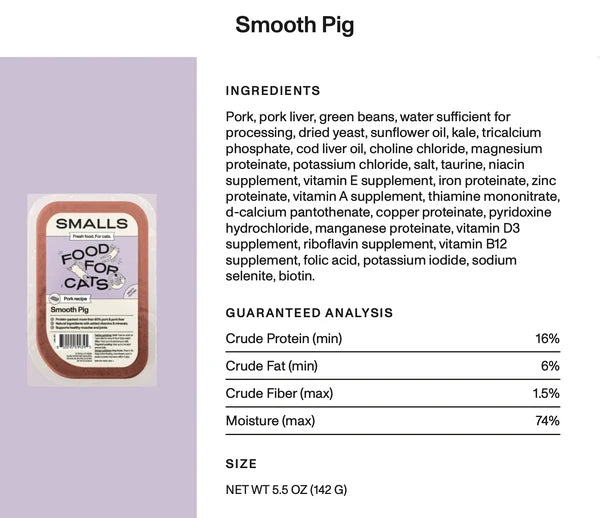 NEW PACKAGING SMALLS CAT GENTLY COOKED SMOOTH & GROUND 5OZ 8 PK