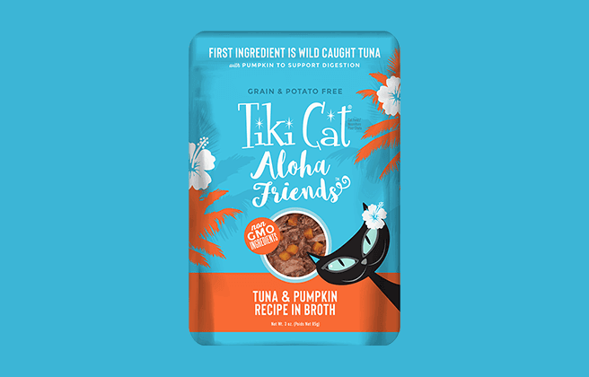 TIKI CAT ALOHA FRIENDS TUNA AND PUMPKIN POUCH 3 OZ