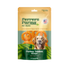Ferrera Farms Turkey Tendon Rings 2.5 oz dog chew pouch with turkey tendon rings and a golden retriever pictured on the front.