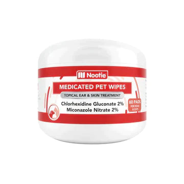Nootie Medicated Pet Wipes | 60 Pads - Antifungal & Antibacterial