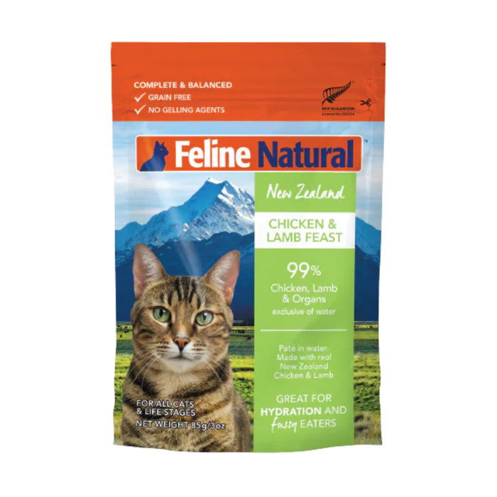 FELINE NATURAL POUCHES CAT CHICKEN AND LAMB 3 OZ