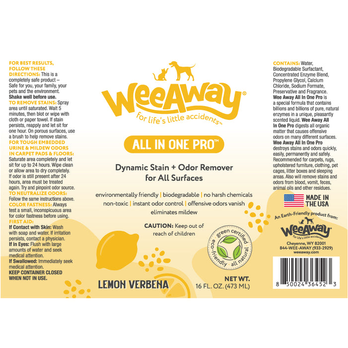 Wee Away All In One Pro Severe Stain & Odor Remover Lemon Verbena 32 oz