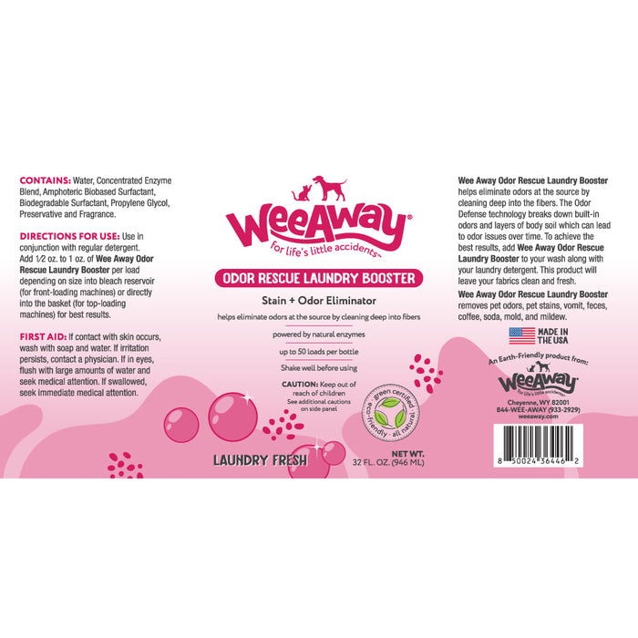 Wee Away Home Cleaning Odor Rescue Laundry Booster 32 oz