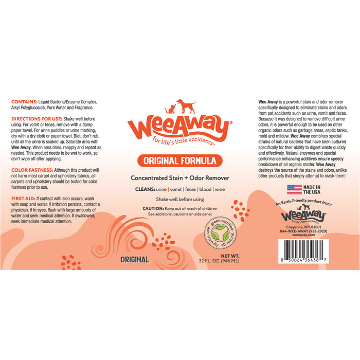 Wee Away Home Cleaning Urine & Odor Remover Original Citrus 32 oz