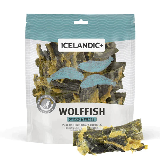 Icelandic+ Wolffish Skin Sticks & Pieces Dog Treats