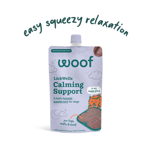 Woof Lickwells Calming Peanut Butter Sweet Potato 12 oz product photo.