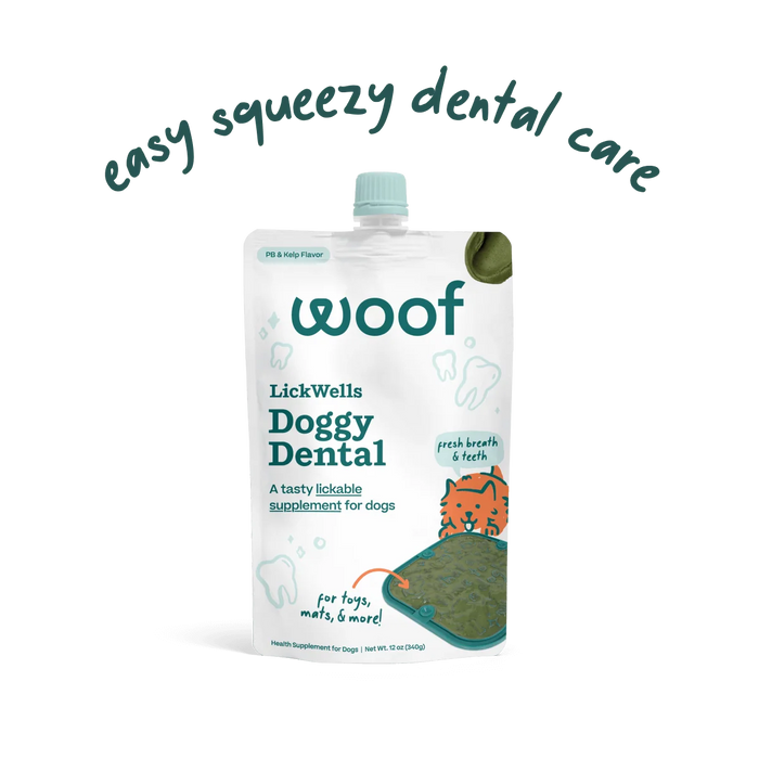 Woof Lickwells Doggy Dental Peanut Butter Kelp 12 oz product photo.