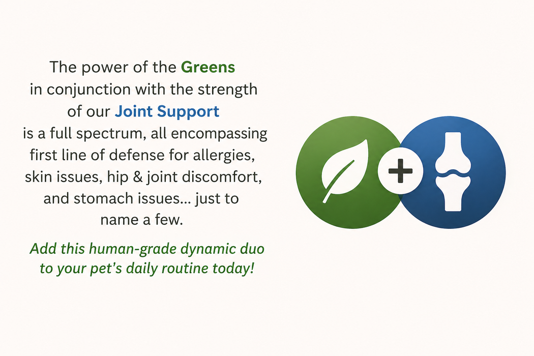 Advertisement for joint support supplement with green leaf icon and blue knee icon on a white background.