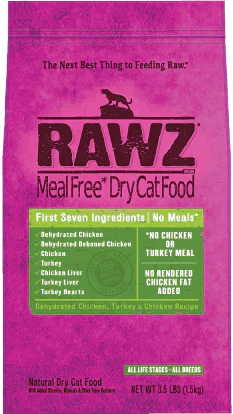 Rawz Dehydrated Chicken, Turkey & Chicken Cat Food Recipe