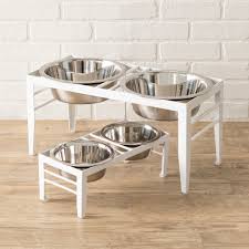PETS STOP CHARIOT DOUBLE DINER MEDIUM WHITE
