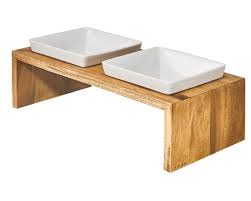 BOWSERS PET ARTISAN DOUBLE WOOD FEEDER MEDIUM BAMBOO