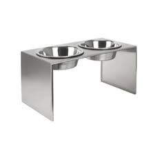 PETS STOP SLATE DOUBLE DINER STAINLESS STEEL MEDIUM