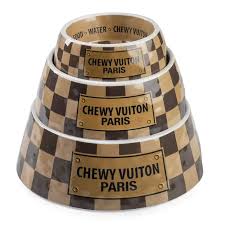 HAUTE DIGGITY DOG CHEWY VUITON BOWL SMALL WHITE