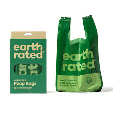 EARTH RATED DOG WASTE BAGS EASY-TIE HANDLE ROLLS UNSCENTED 120 CT
