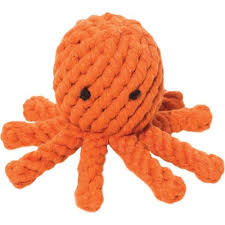 Jax & Bones Dog Toy Rope Orange Octopus Small