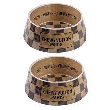 HAUTE DIGGITY DOG CHEWY VUITON CHECKERED BOWL LARGE