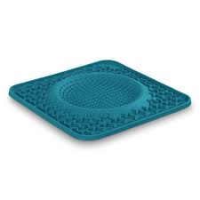 MESSY MUTTS FRAMED LICK BOWL MAT BLUE 10X10