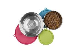 MESSY MUTTS STAINLESS LARGE  WITH COVERS 3 CUPS