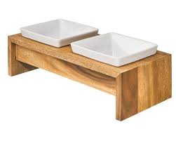BOWSERS PET ARTISAN DOUBLE WOOD FEEDER SMALL BAMBOO