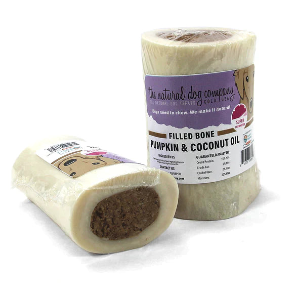 Tuesday's Natural Dog Company 3" Filled Bone - Pumpkin and Coconut Oil (Bulk - Shrinkwrapped)