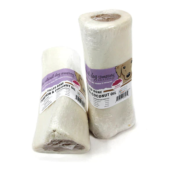 Tuesday's Natural Dog Company 5" Filled Bone - Pumpkin and Coconut Oil (Bulk - Shrinkwrapped)