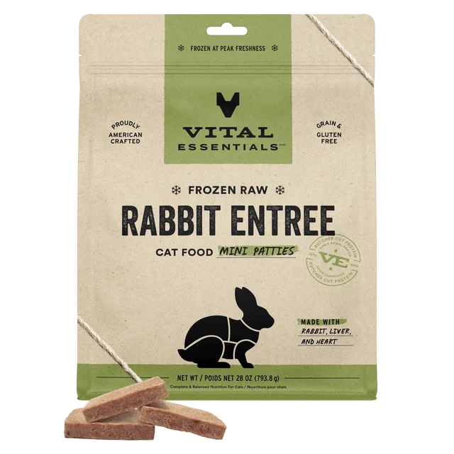 Vital Essentials Frozen Raw Entree Mini Patties Cat Food 28 OZ.