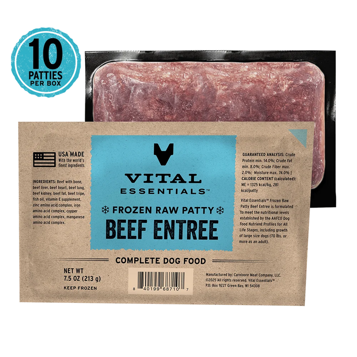 SINGLES VITAL ESSENTIAL DOG FROZEN PATTIES | BEEF & CHICKEN
