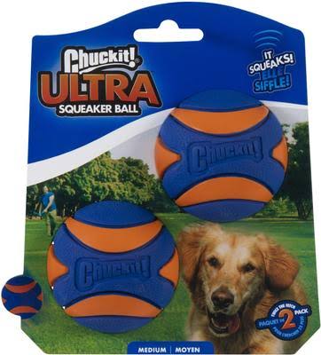 CHUCKIT! ULTRA SQUEAKER BALL MEDIUM 2 PK
