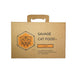 Cardboard box for Savage Cat Food on a white background