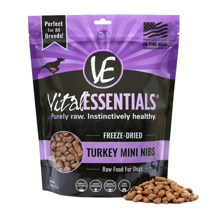 VITAL ESSENTIALS  DOG FD TURKEY MINI NIBS 14 OZ