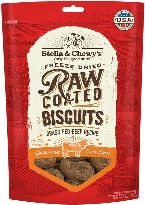 STELLA AND CHEWYS RAW COATED GRASS BEEF BISCUITS 9 OZ