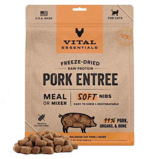 VITAL ESSENTIALS CAT FD PORK SOFT NIBS 12 OZ