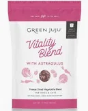 Pink package of Green Juju Vitality Blend with Astragalus on a white background