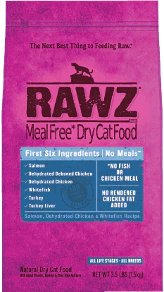 Rawz Salmon, Dehydrated Chicken & Whitefish Cat Food Recipe