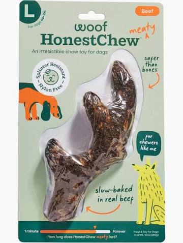WOOF DOG TOY HONESTCHEW BEEF ANTLER LARGE