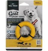 TALL TAILS DOG TOY GOAT RUBBER RING YELLOW 3"