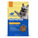 Kiss Me-ow strengthening dental chews packaging with a cat on a yellow and blue background
