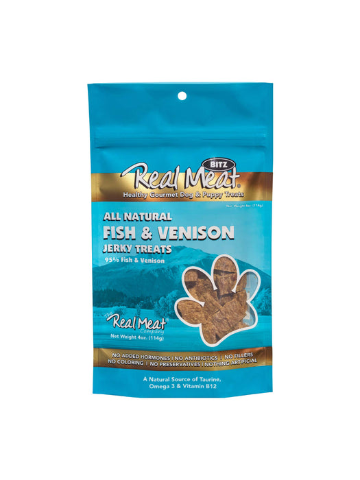 REAL MEAT BITZ FISH & VENISON JERKY 4 OZ